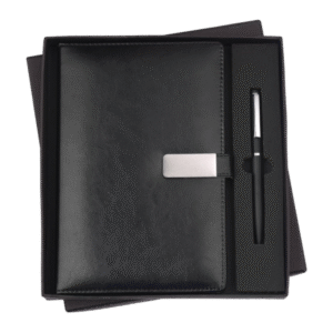 Executive Black Leather Journal & Pen Set