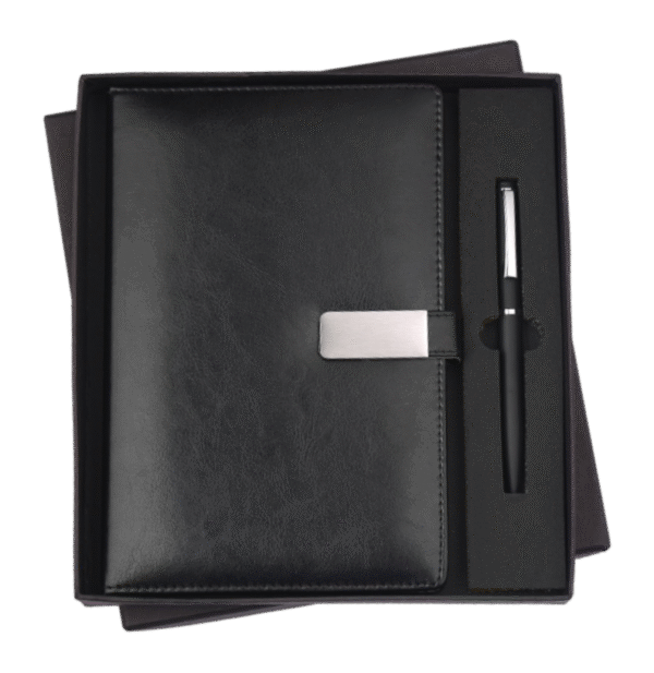 Executive Black Leather Journal & Pen Set