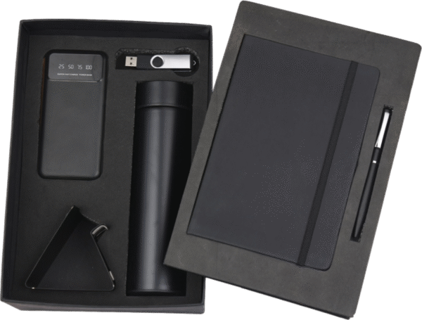 Premium – 6-in-1 Black Corporate Gift Set with Power Bank