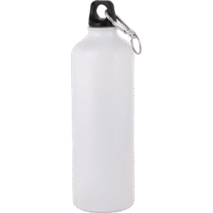 White Aluminum Water Bottle with Carabiner Clip