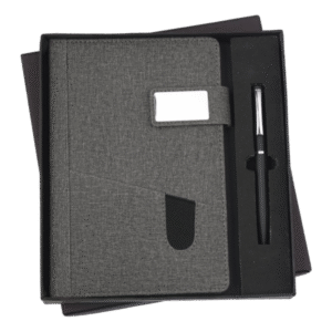Executive Grey Fabric Notebook & Pen Gift Set