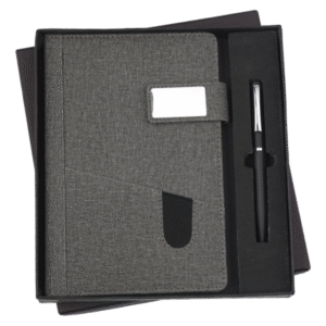 Executive Grey Fabric Notebook & Pen Gift Set