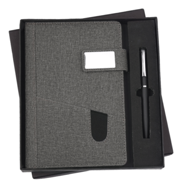 Executive Grey Fabric Notebook & Pen Gift Set