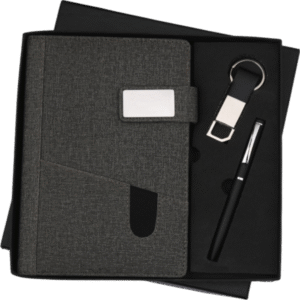 Executive Grey Fabric Gift Set – Modern Diary, Pen & Keychain