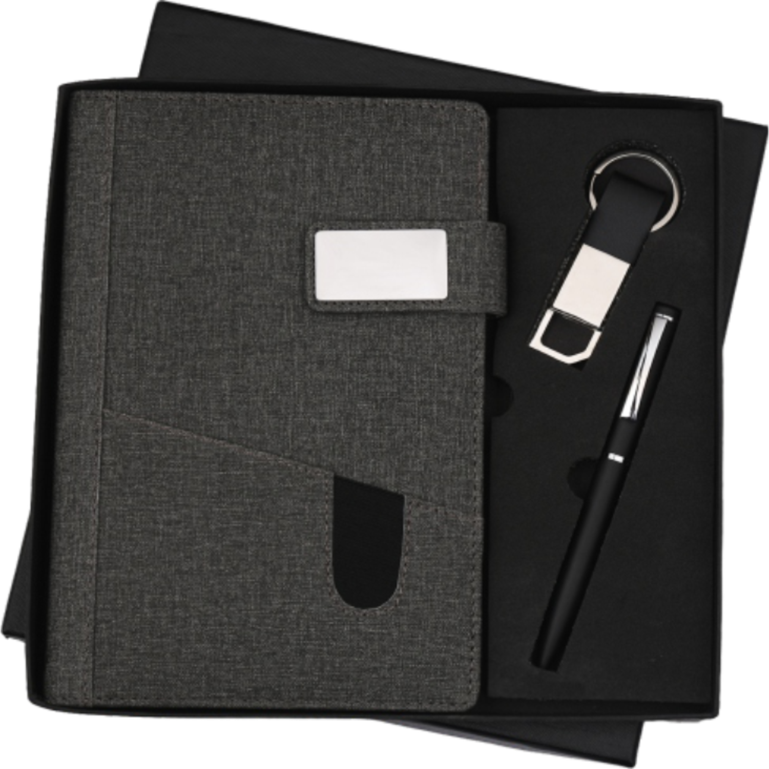 Executive Grey Fabric Gift Set – Modern Diary, Pen & Keychain