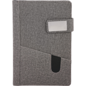 Grey Fabric Textured Diary with Card Pocket & Metal Clasp