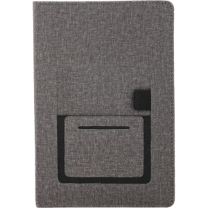 Smart Grey Fabric Notebook with Organizer Pouch