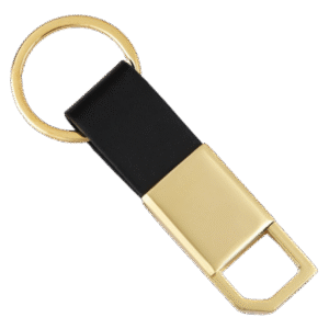 Premium Gold & Black Leather Keychain