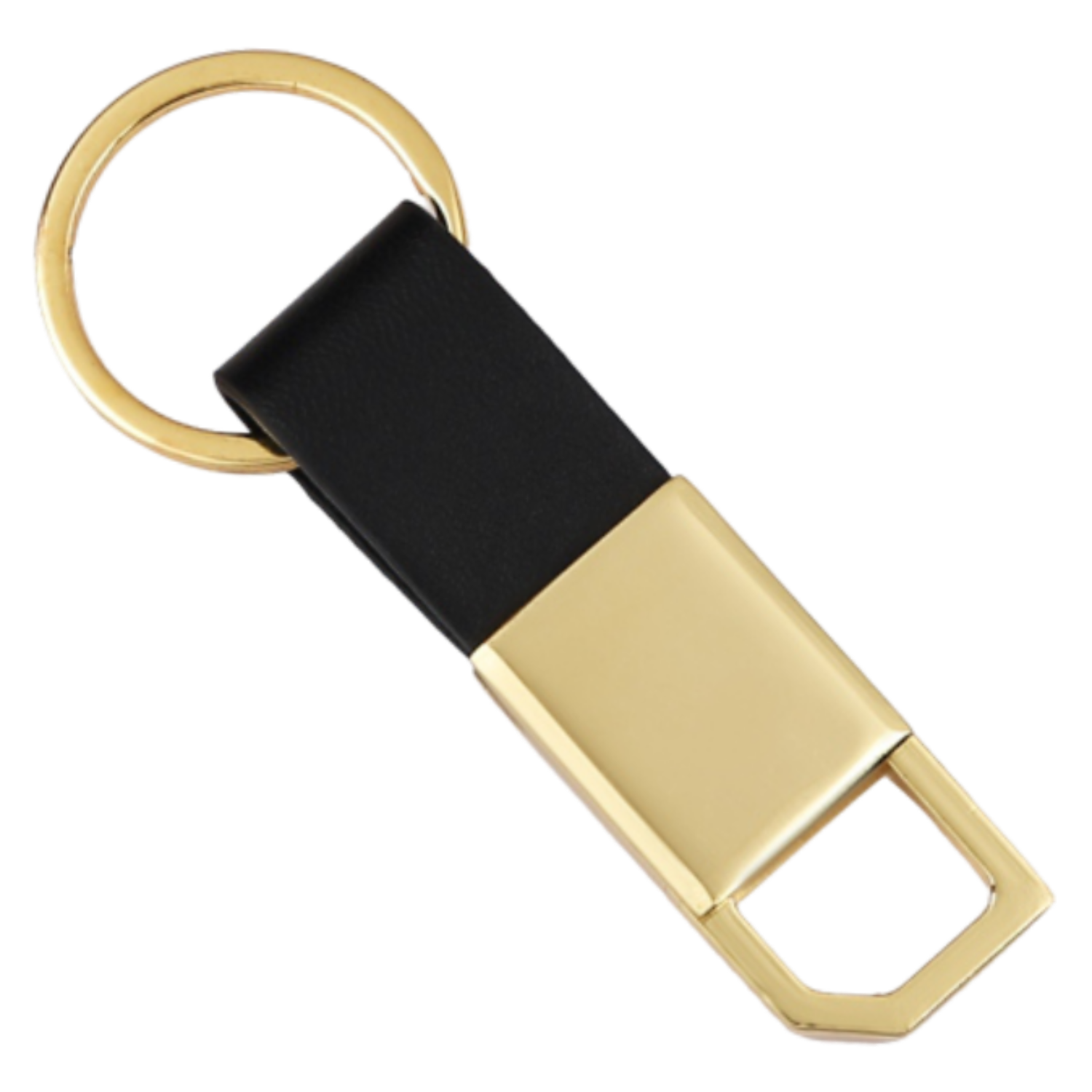 Premium Gold & Black Leather Keychain