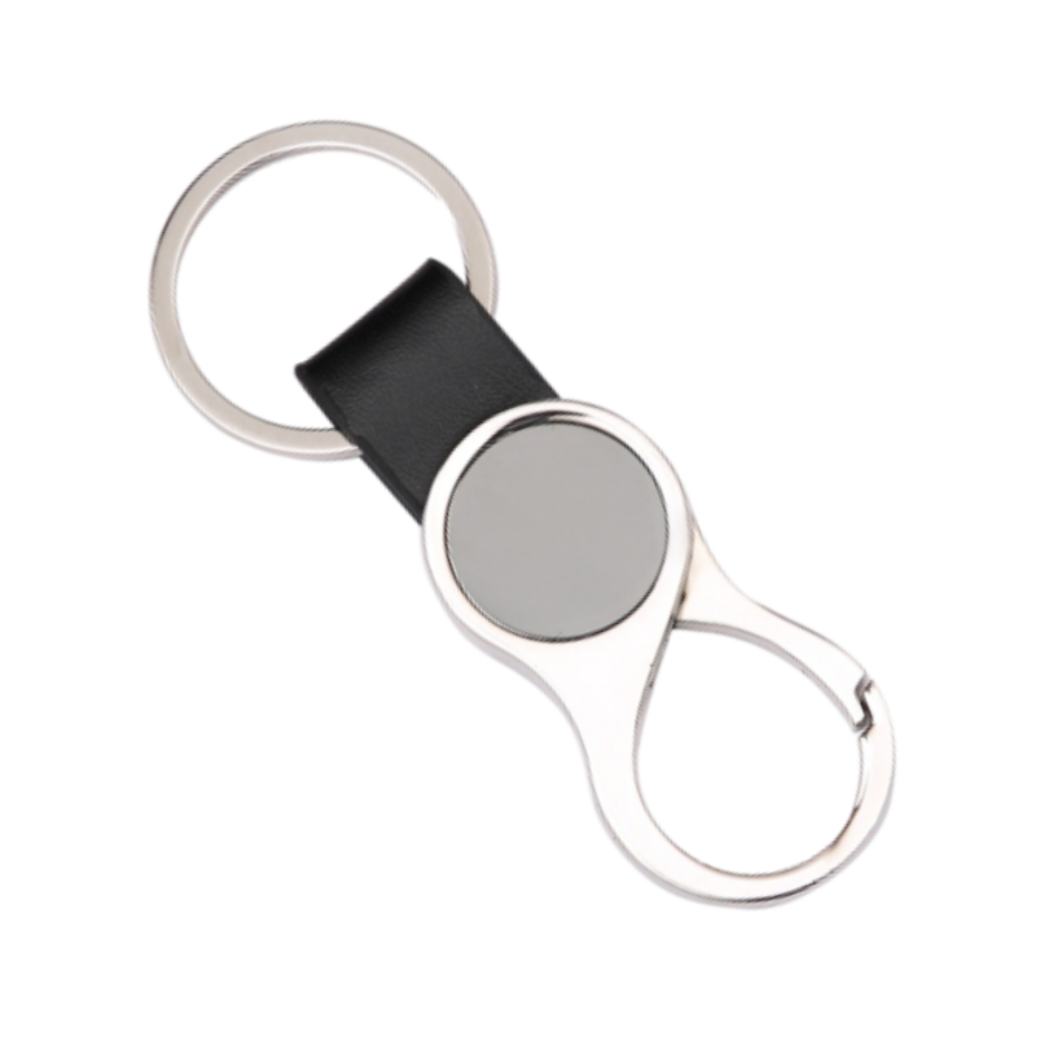 Sleek Leather & Metal Keychain with Carabiner Clip