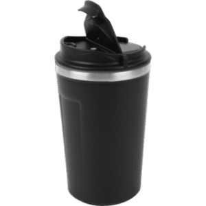 Matte Black Stainless Steel Travel Mug with Flip-Top Lid