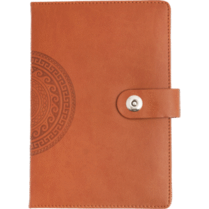 Tan Leatherette Diary with Mandala Emboss & Snap Button Closure