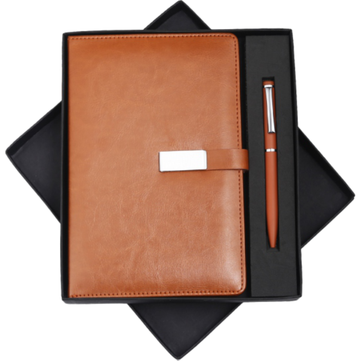 Tan Luxe Leather Journal & Pen Combo