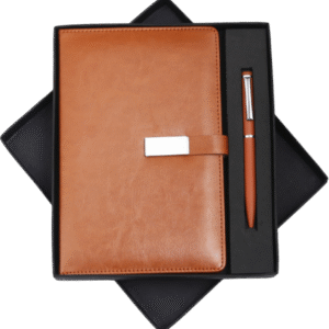 Tan Luxe Leather Journal & Pen Combo