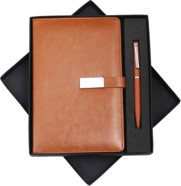 Tan Luxe Leather Journal & Pen Combo